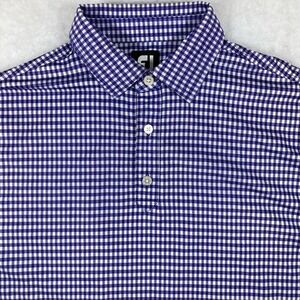 FootJoy Self Collar Polo Purple White Checkered Golf Shirt LARGE